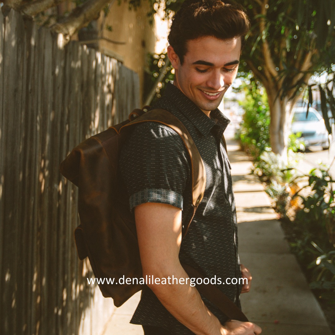 denali leather goods backpack for 15.6" Laptop Vintage Leather Travel 15.6 Inches