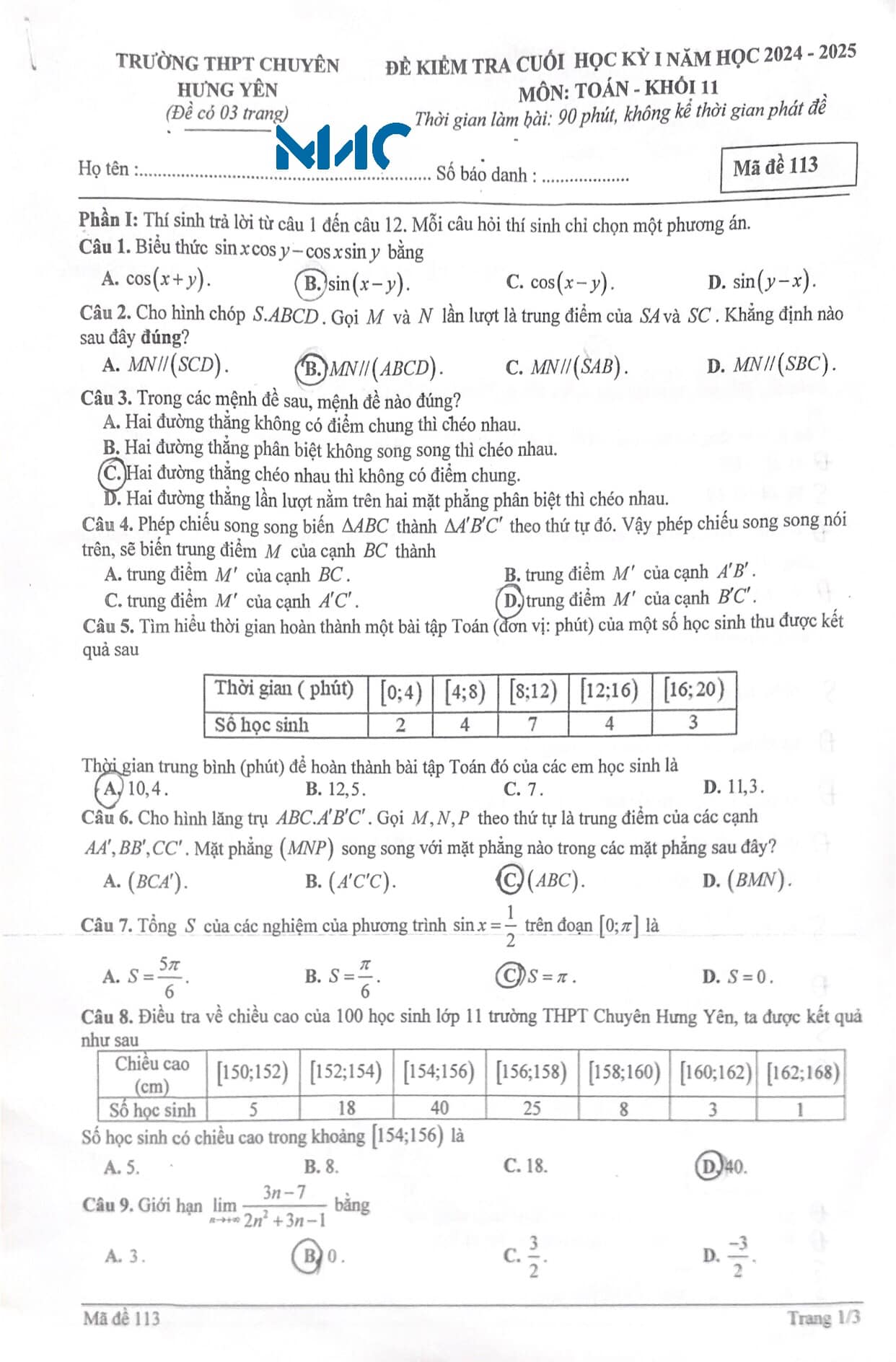 [ĐỀ THI VÀ ĐÁP ÁN THAM... - Mathematics Club of CHY - MaC | Facebook