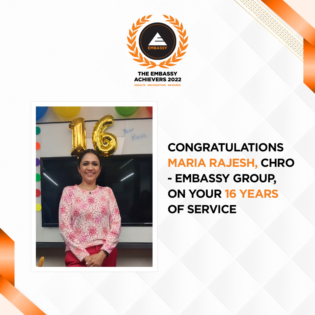 Embassy Group - Leading by example! Here's to our CHRO Maria Rajesh for ...