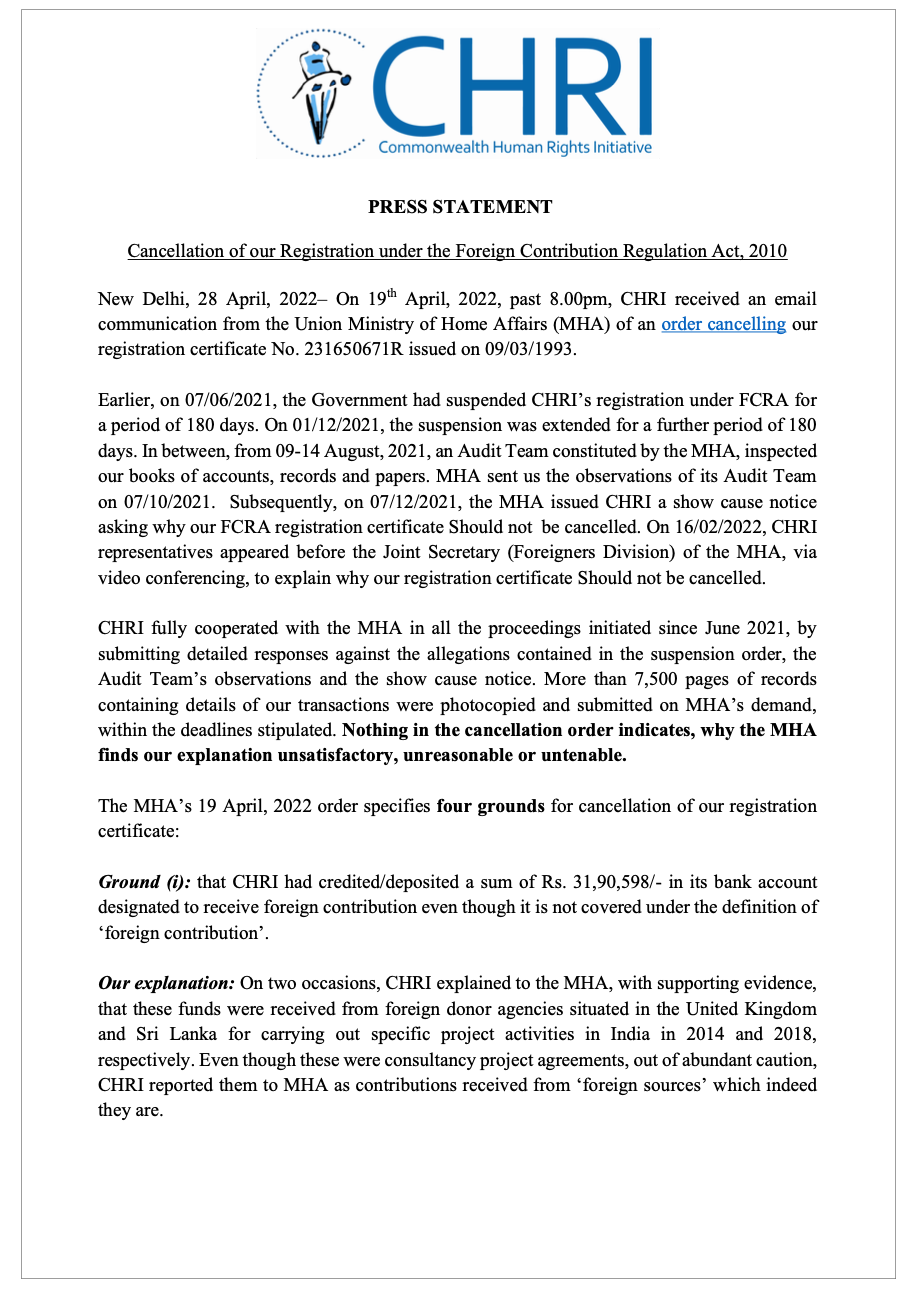 Commonwealth Human Rights Initiative | New Delhi