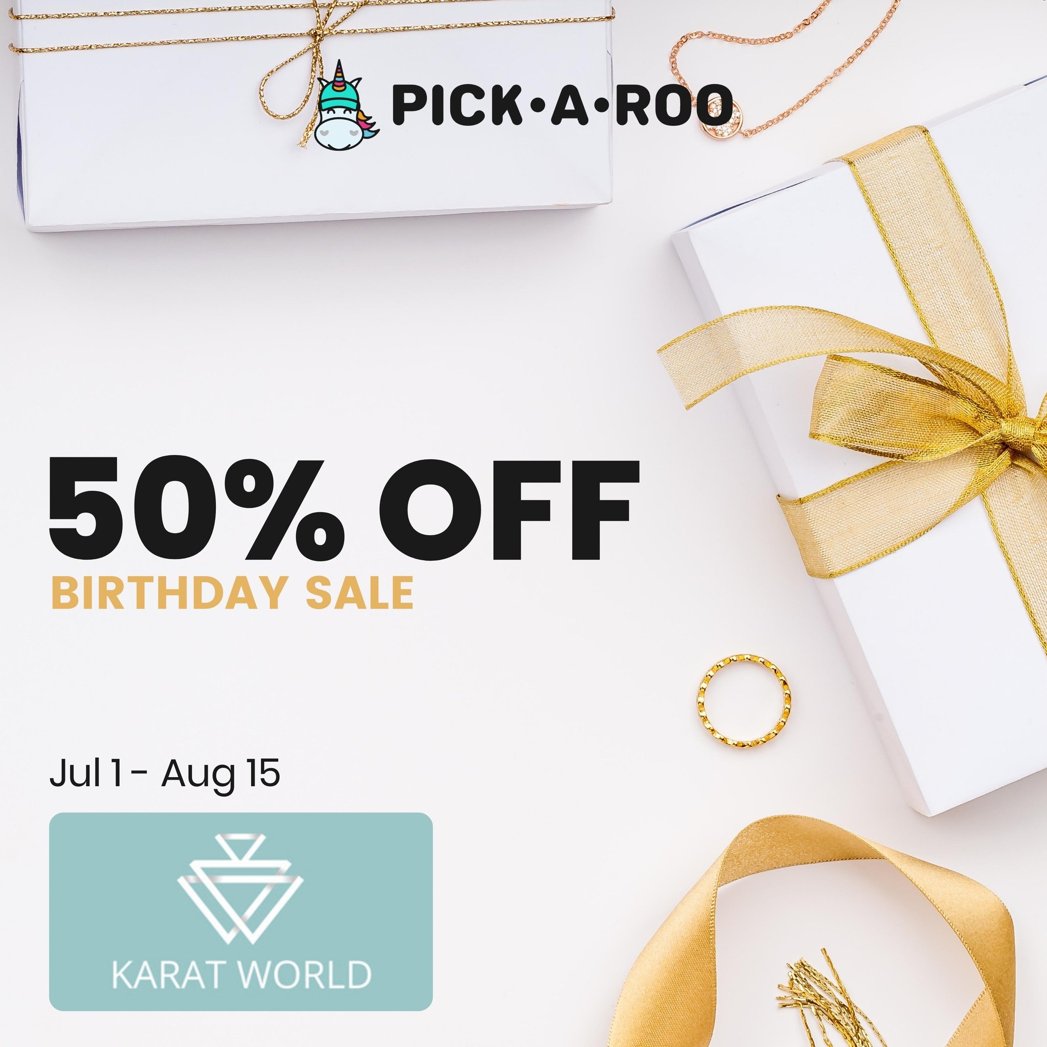Pick.A.Roo - Celebrate with Karat World with their 50% OFF Birthday ...