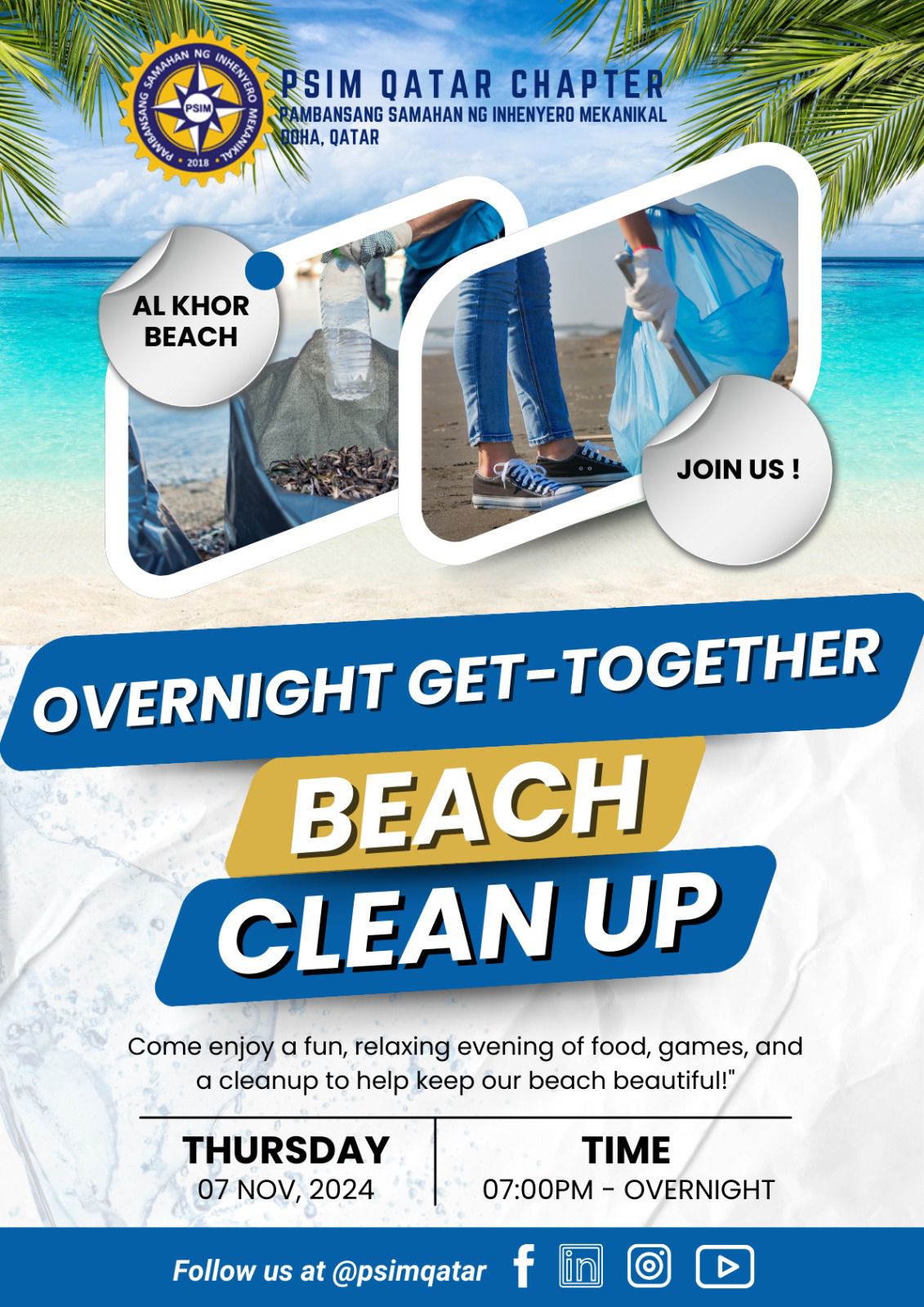 🌊🌟 Join us for a Beach Clean-up... - PSIM Qatar Chapter