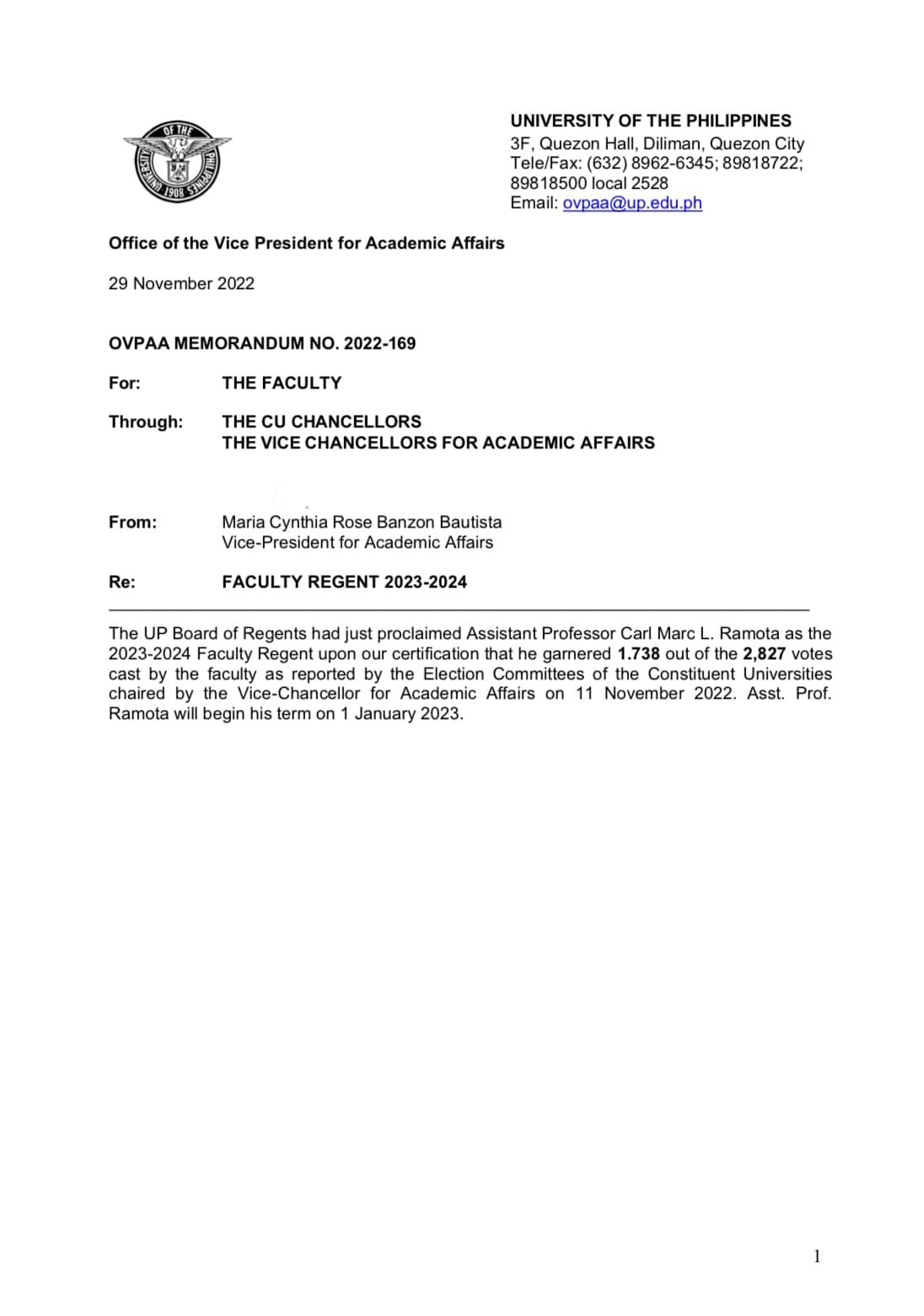Here is the full report on the... - Opisina ng Faculty Regent | Facebook