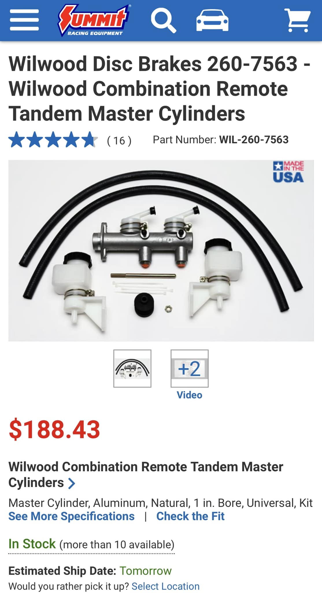 Wilwood High Volume Aluminum Master Cylinder 1 Bore 260-6766 for sale online