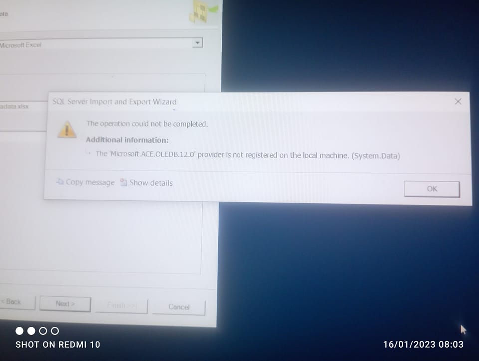 The 'microsoft.ace.oledb.12.0' provider is not registered on the