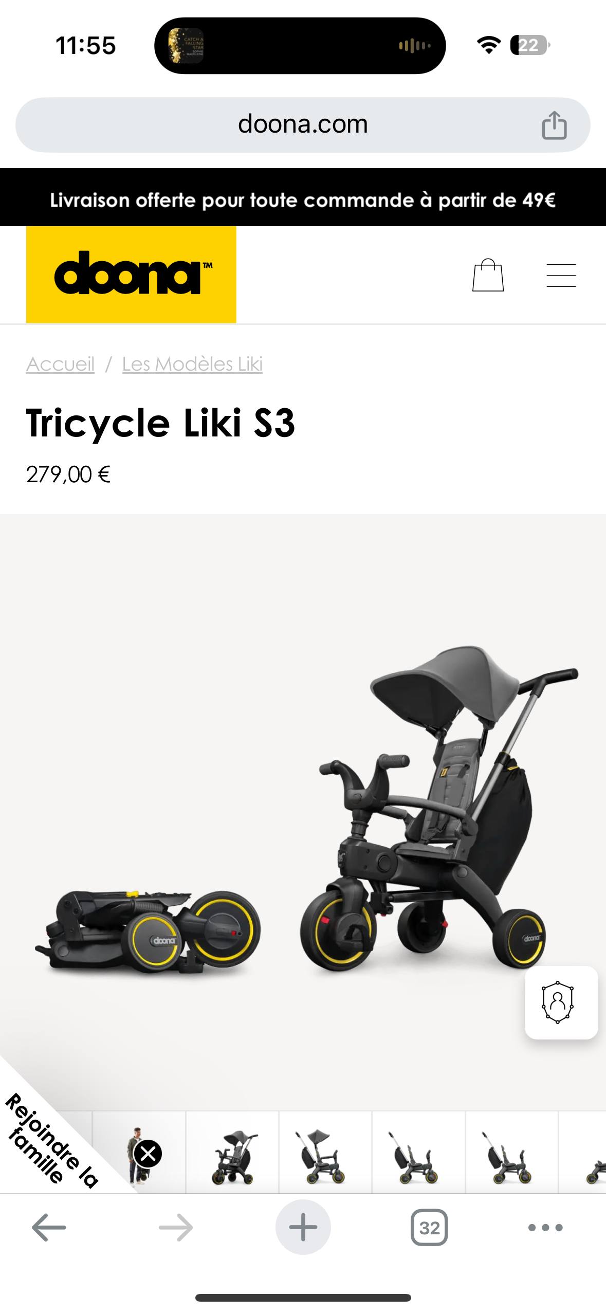 Tricycle Bébé Évolutif 3-en-1 – Pliable, Réglable, Barre Parentale – Draisienne Et Vélo – Capote Incluse – 1 à 5 Ans