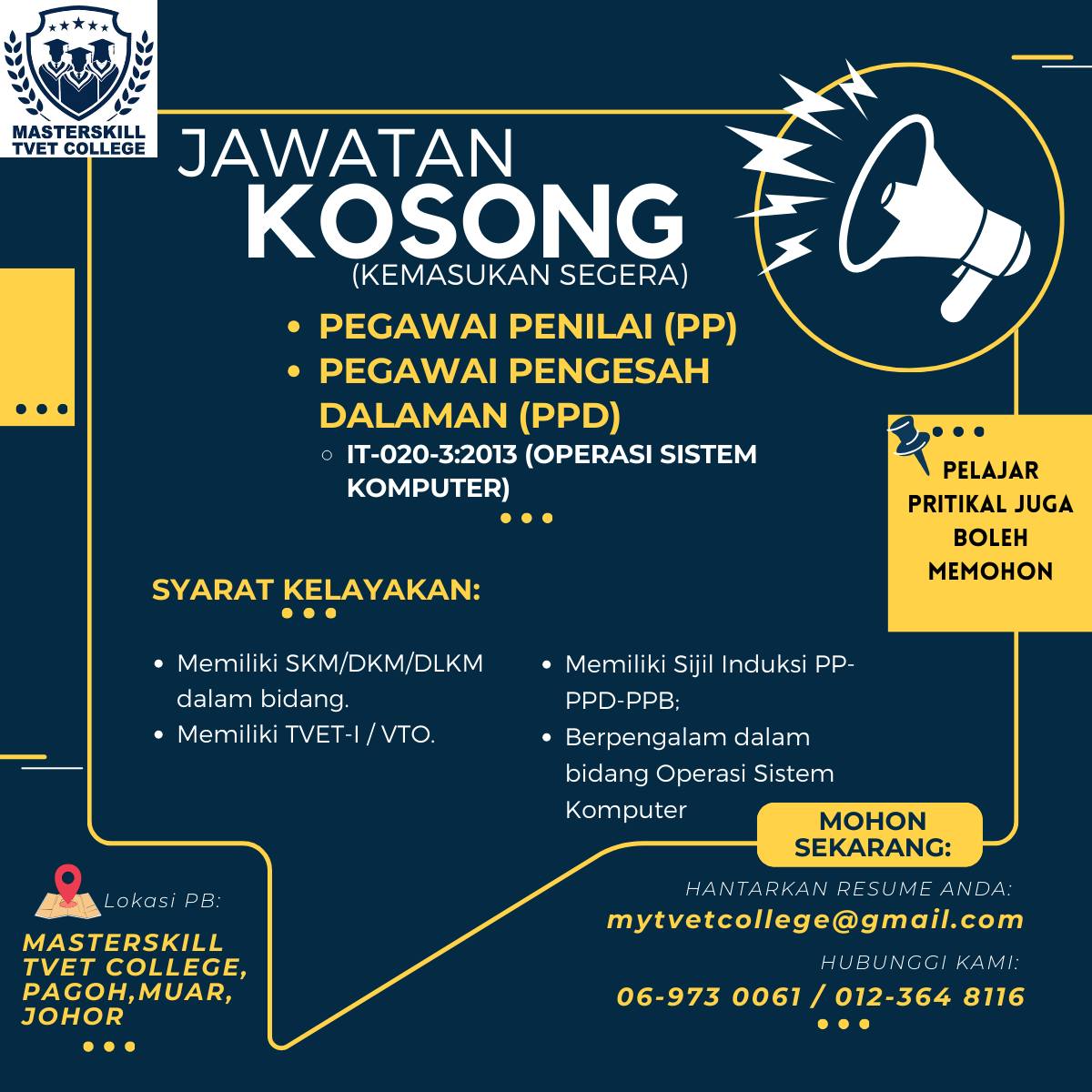 Masterskill TVET College - Pencarian Pegawai Penilai(PP) TVET PEGAWAI ...