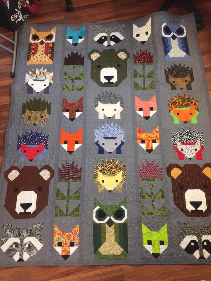 Elizabeth Hartman Fancy Forest - Parure De Lit Quilt Sampler Avec Motifs Animaux Pour Lit Twin Ou Bébé