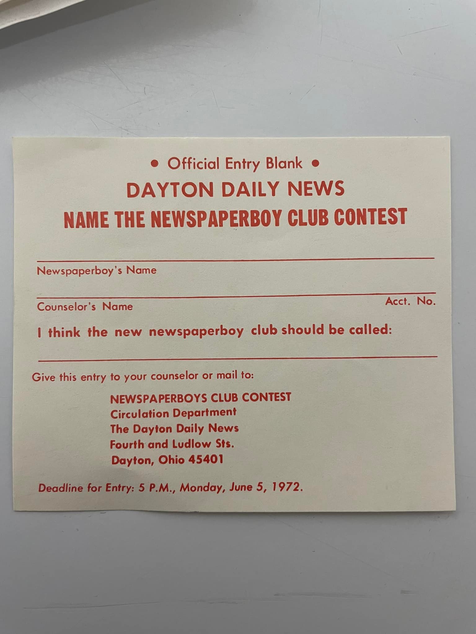 Delivering papers in downtown Dayton in 1971