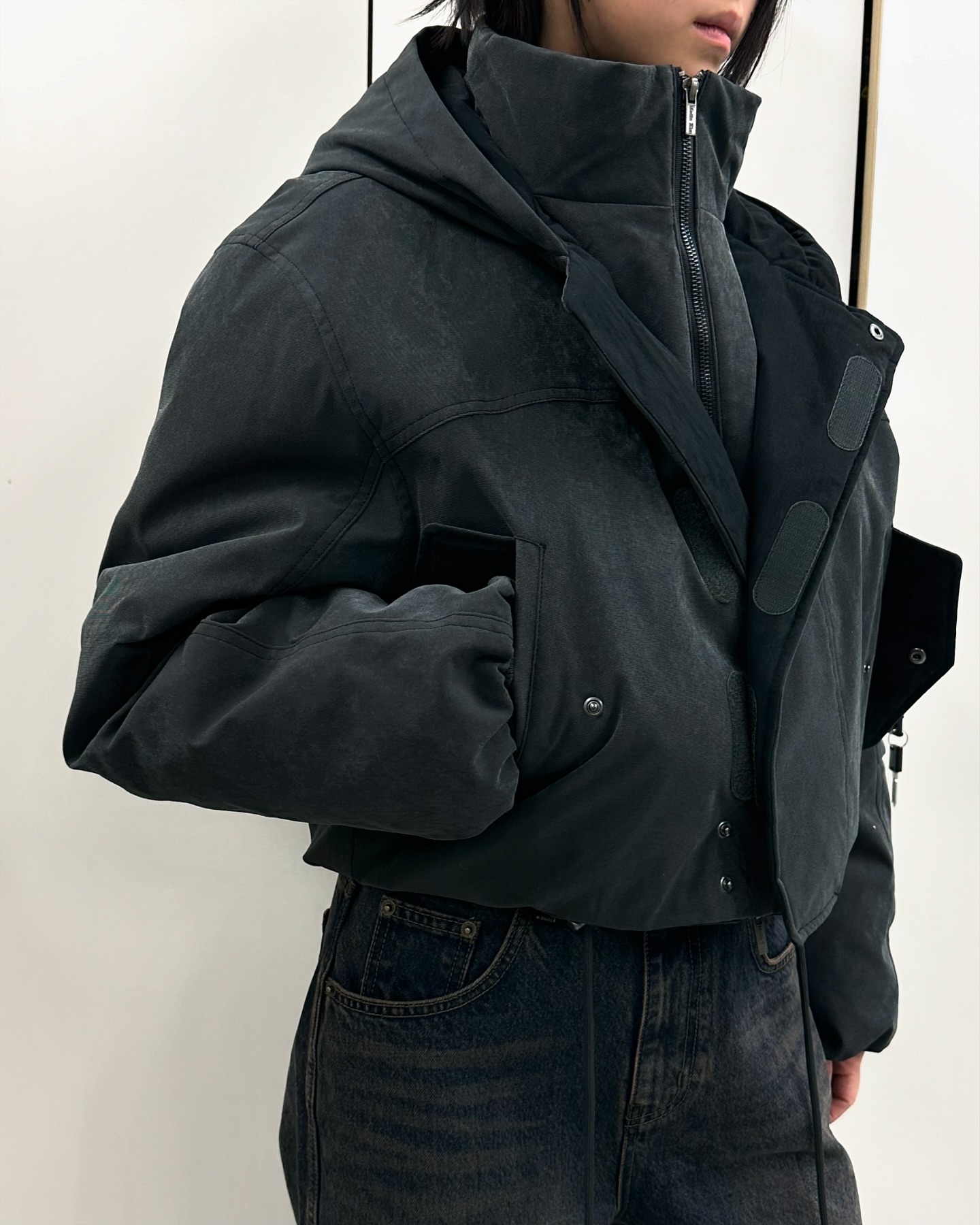 MartinKimFUR TRIMMING HOODYBOMBER JUMPER