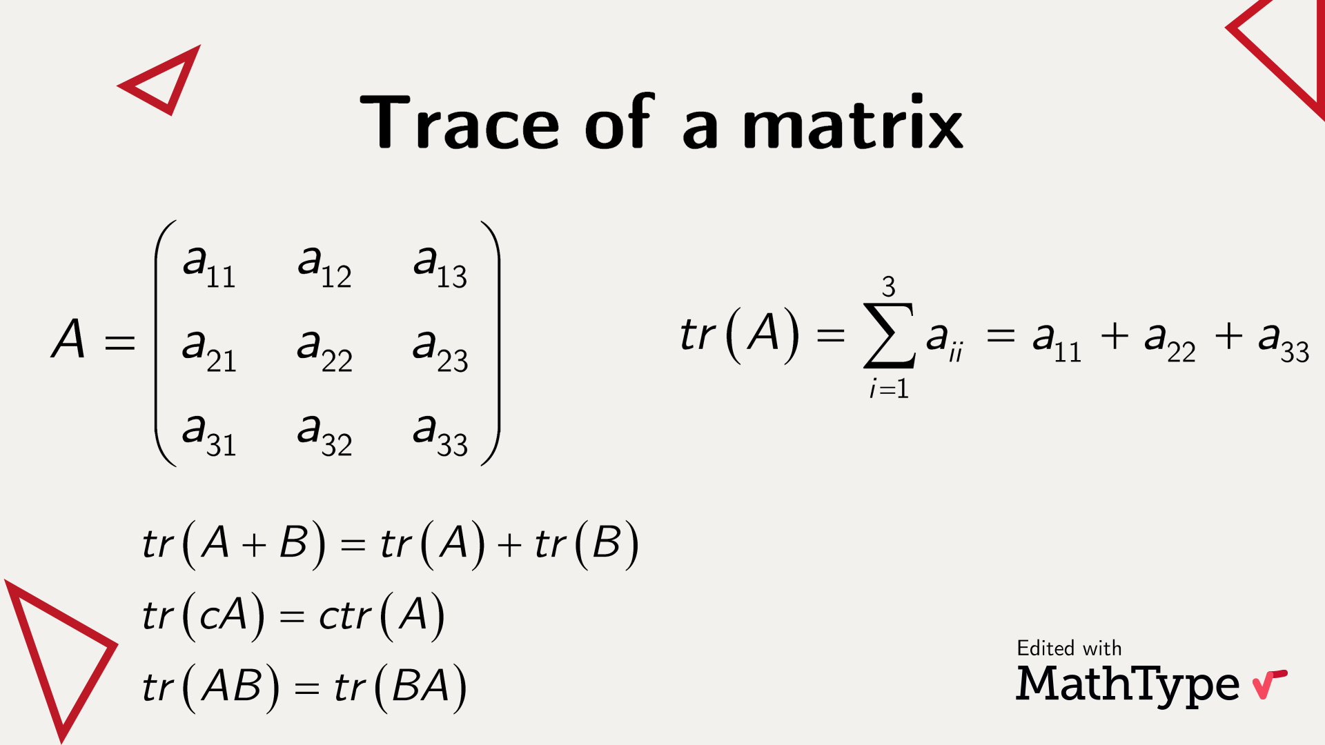 MathType - The Trace of a linear operator, only defined for a square ...