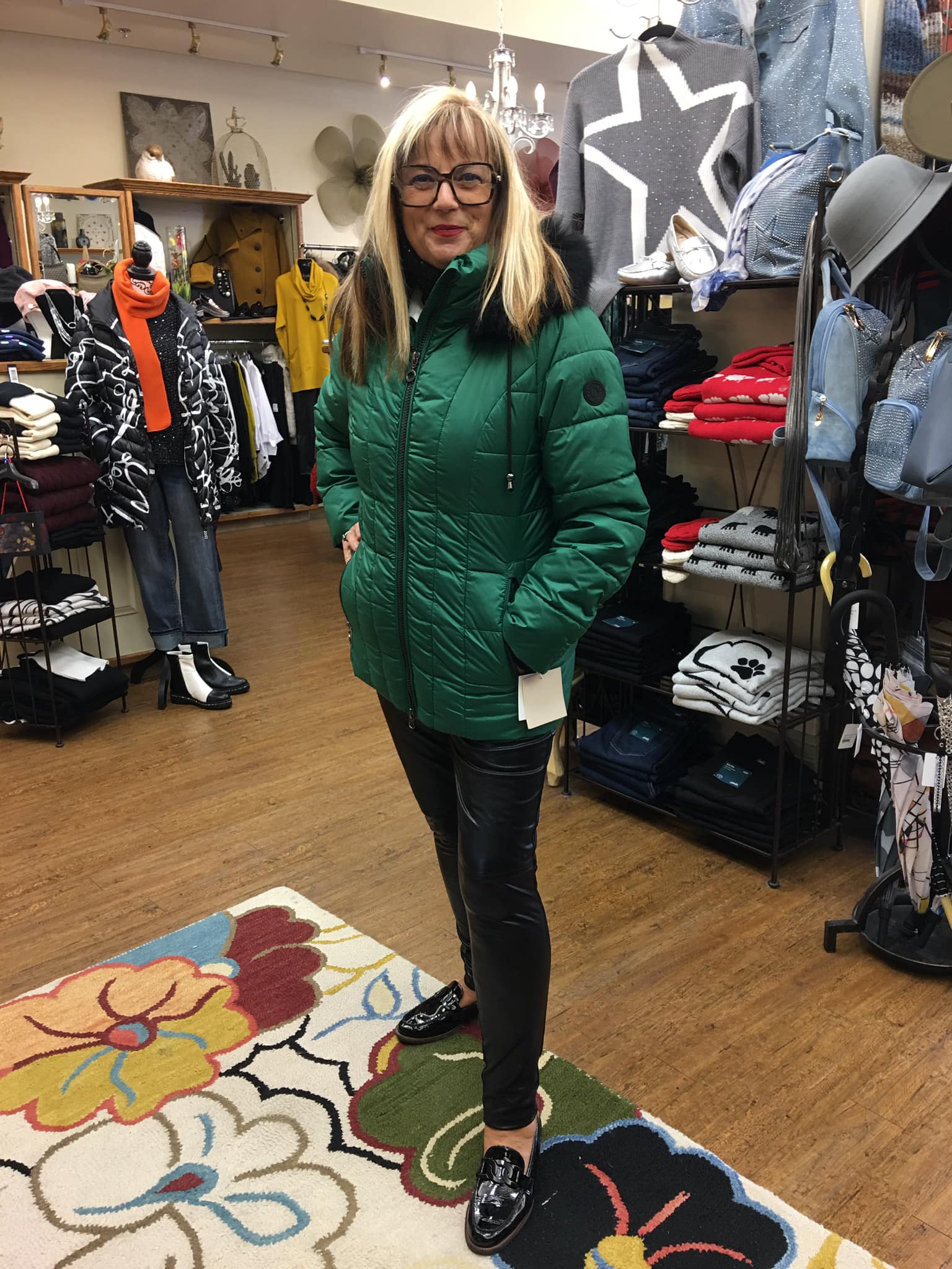 Frandsen emerald green down jacket with fur hood