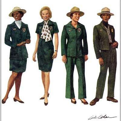 OFFICIAL NATIONAL PARK SERVICE UNIFORM 昔 For years, women's park uniforms varied widely and tended to