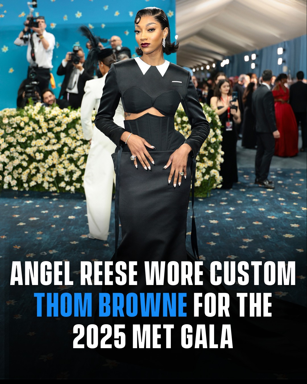 Reese's - Angel Reese turns heads in custom Thom Browne at the 2025 Met ...