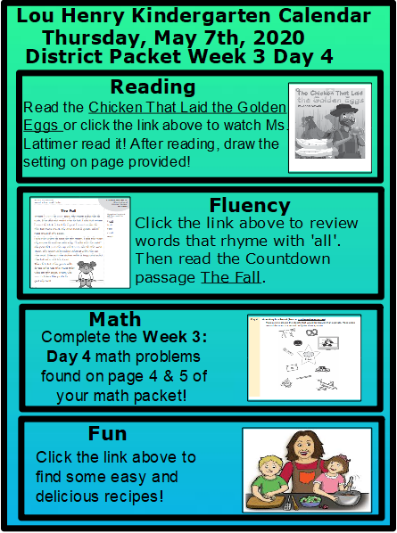 Lou Henry Kindergarten Here Are Today S Learning Activities For Thursday May 7th Ms Lattimer Reading Www Youtube Com Watch V Pwtikwcwoei Fluency Words That Rhyme With All Www Youtube Com Watch V 2sgmsizcou0 Easy Delicious
