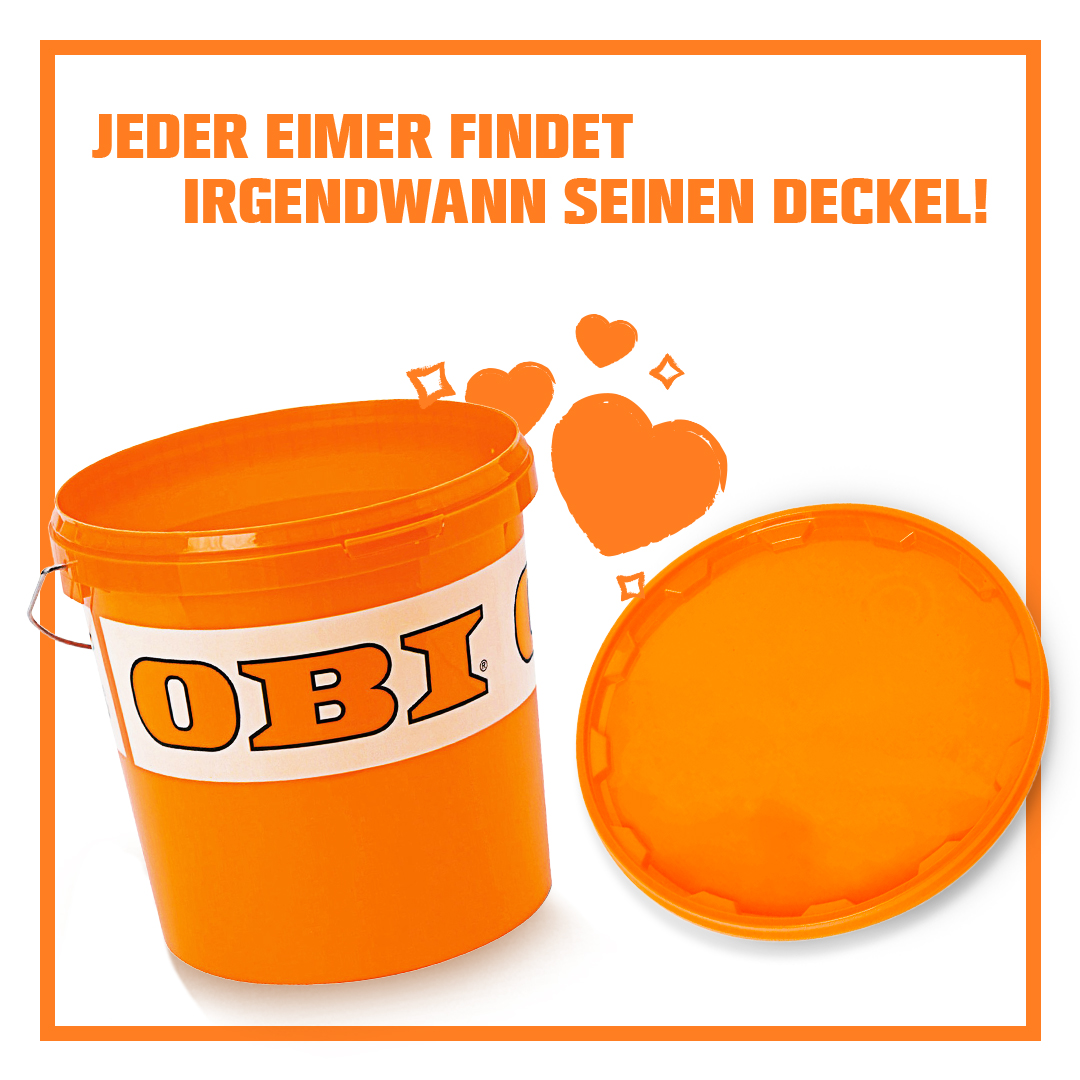 Du hast noch keinen Deckel? Gibts bei uns für weniger als 1 €: go.obi.de/ObiEimerDeckel Aber davon abgesehen ist ein Eimer auch sehr funktionsfähig ohne Deckel. 🤗 Schönen Valentinstag euch allen. 🧡