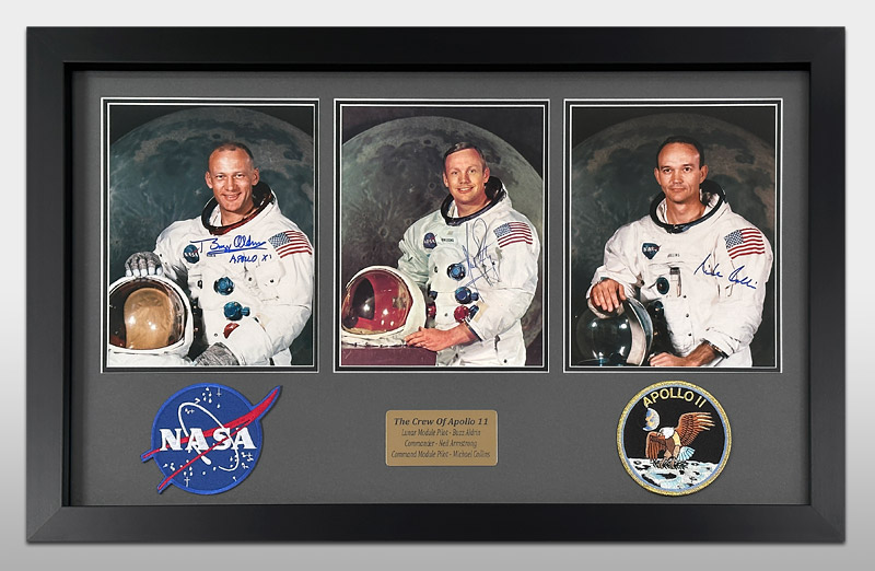 Neil Armstrong, Buzz Aldrin and Mike Collins Signed White Space
