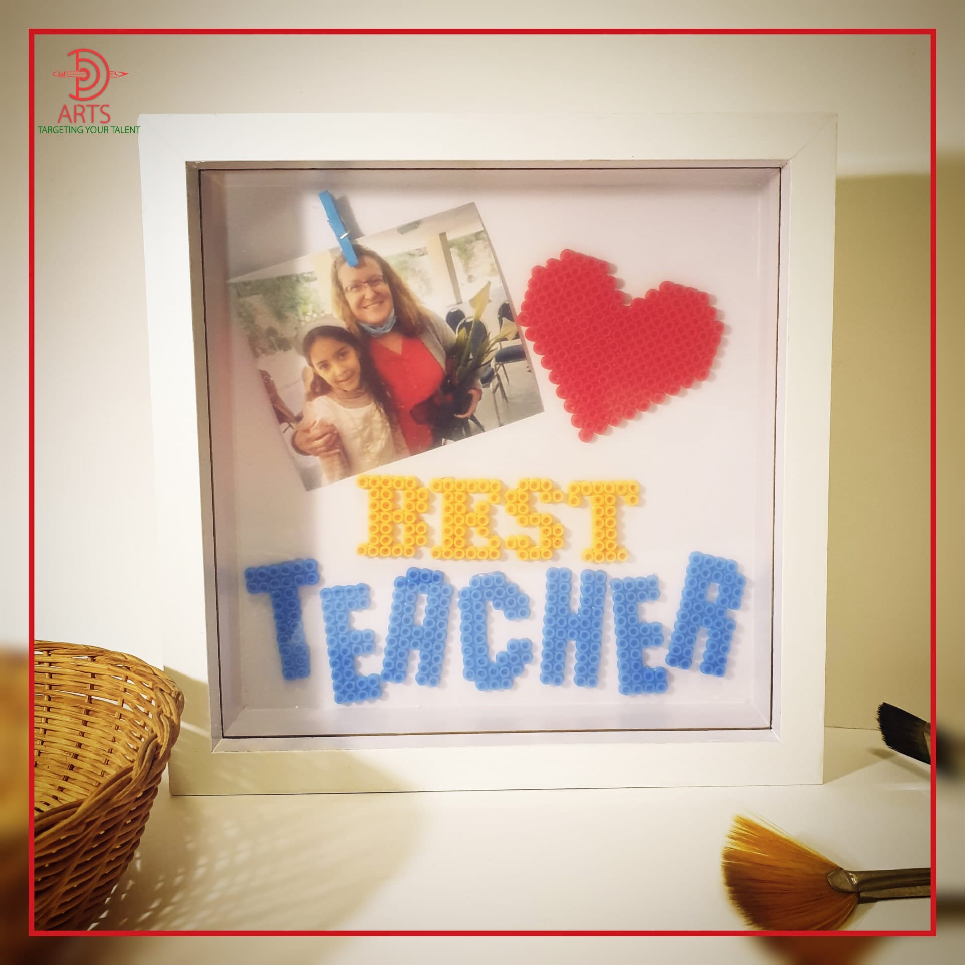 D.ARTS - Best Teacher Pyssla frame Frame : Wood Art ...