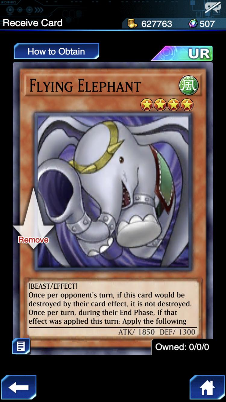 flying elephant yugioh card Yugioh! 1x (BLC1 during their End Phase Anime and manga "Flying Elephant"