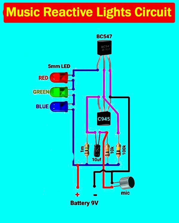 How its makes | a music-reactive lights circuit, designed to make LEDs ...