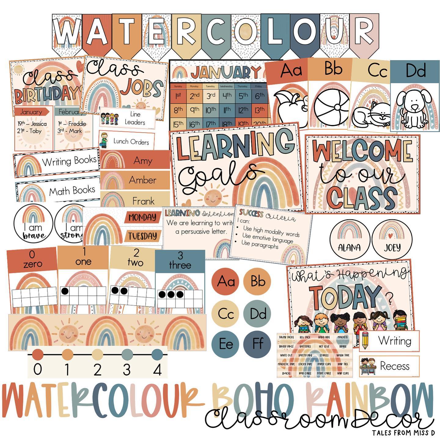 The Watercolor Boho Rainbow Classroom... - Tales From Miss D