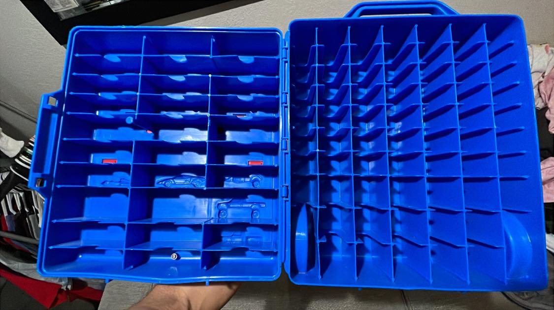 hot wheels tackle boxes Ngdiluxury Double Sided Storage Case for Storage with Carrying Handle, Portable 1/64 Scale Toy Cars Storage Box Compatible with 46 Matchbox Hot Wheels Storage, Case Only (1 Pack) The flexible track material allows for side New here!! Got this 1997
