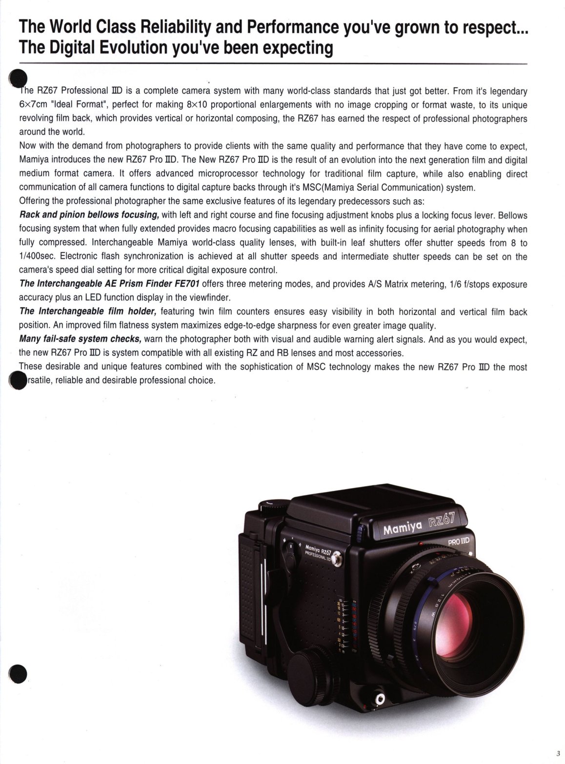 ⚫️ Vintage Brochure | Mamiya RZ67 Professional IID
