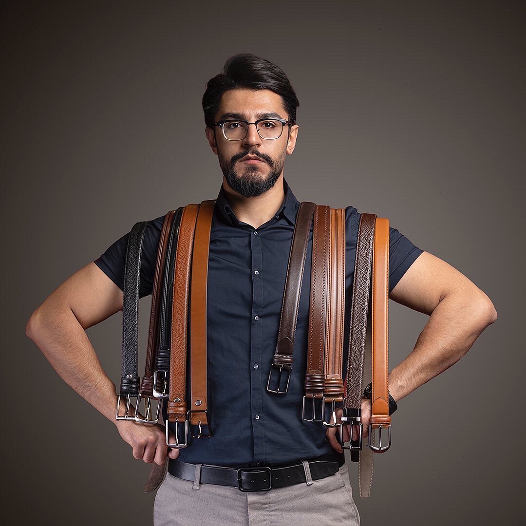 Rojhan leather - . کمربند دولایه چرم مردانه رجحان...