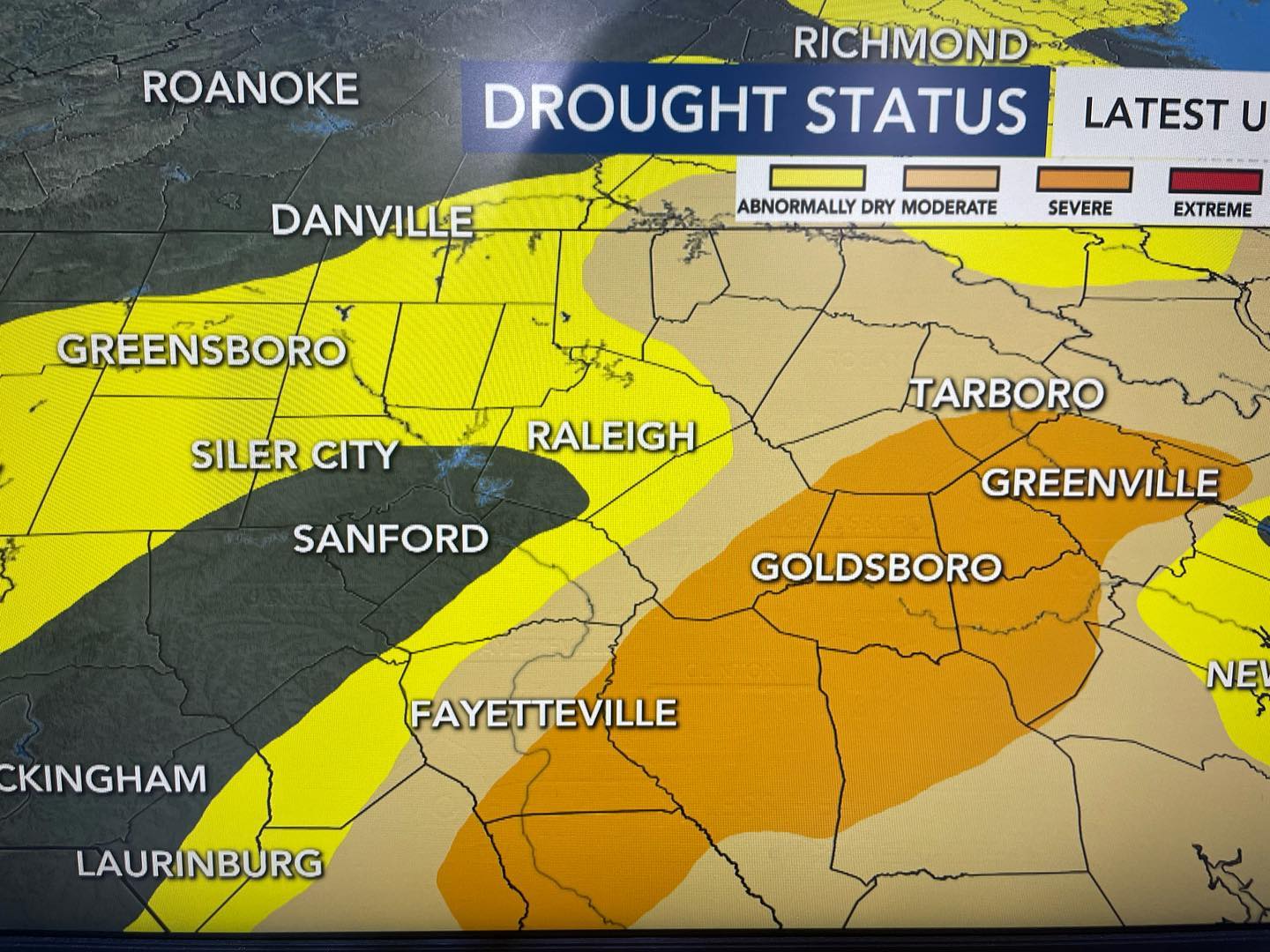 New drought monitor map for this... - WRAL Elizabeth Gardner