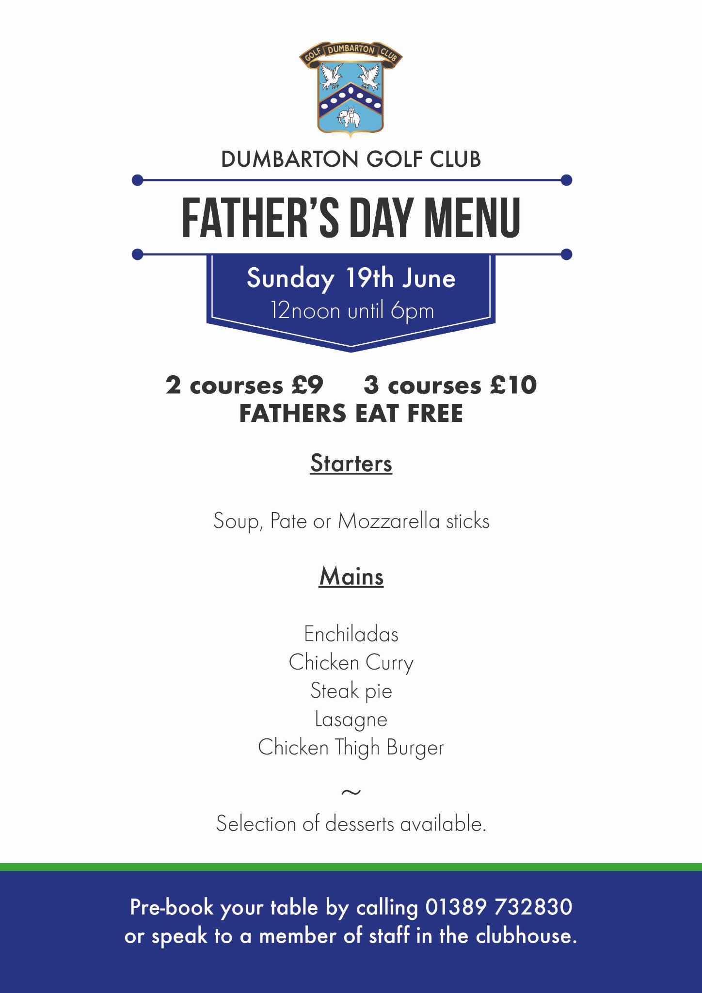 // Fathers Day Set Menu at DGC //... - DUMBARTON GOLF CLUB | Facebook
