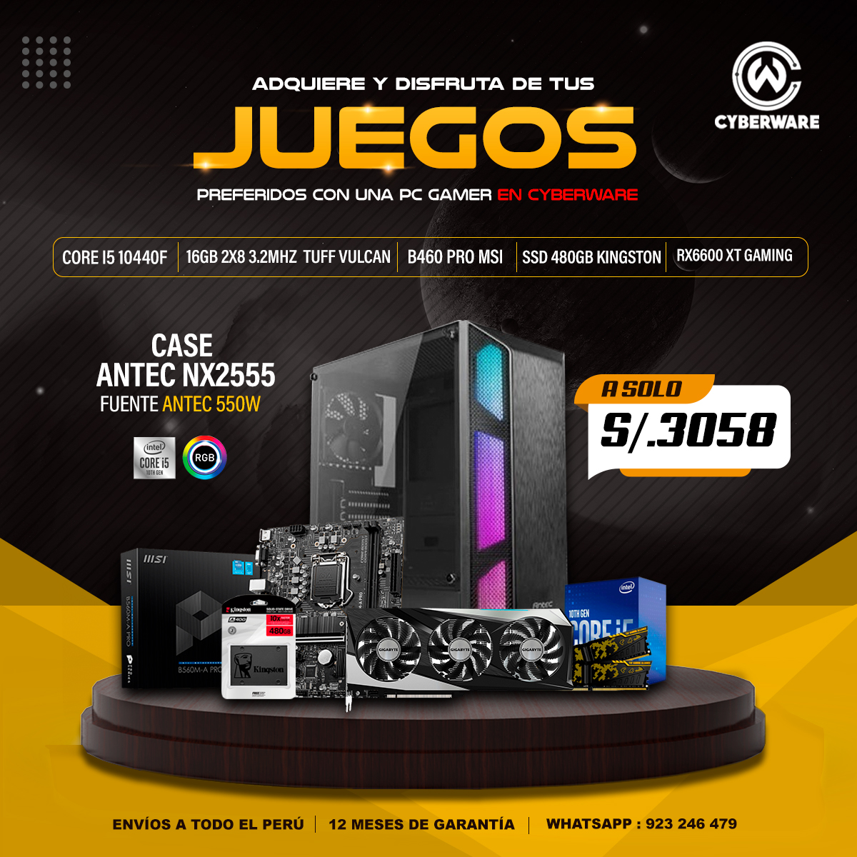 Cyberware - Procesador Intel Core I5 10400F Placa B560M A PRO MSI SSD ...