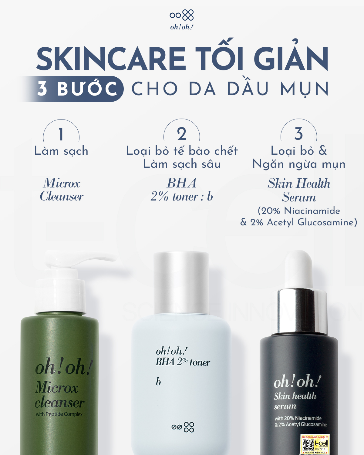 OhOh - ROUTINE SKINCARE 3 BƯỚC CHO DA DẦU MỤN Cải thiện các vấn đề của ...