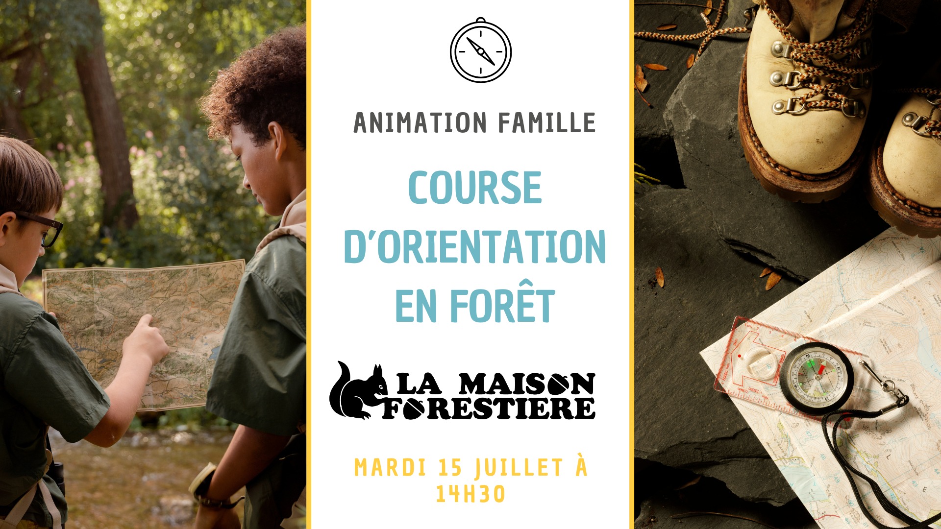 Course d'orientation en forêt (animation famille)