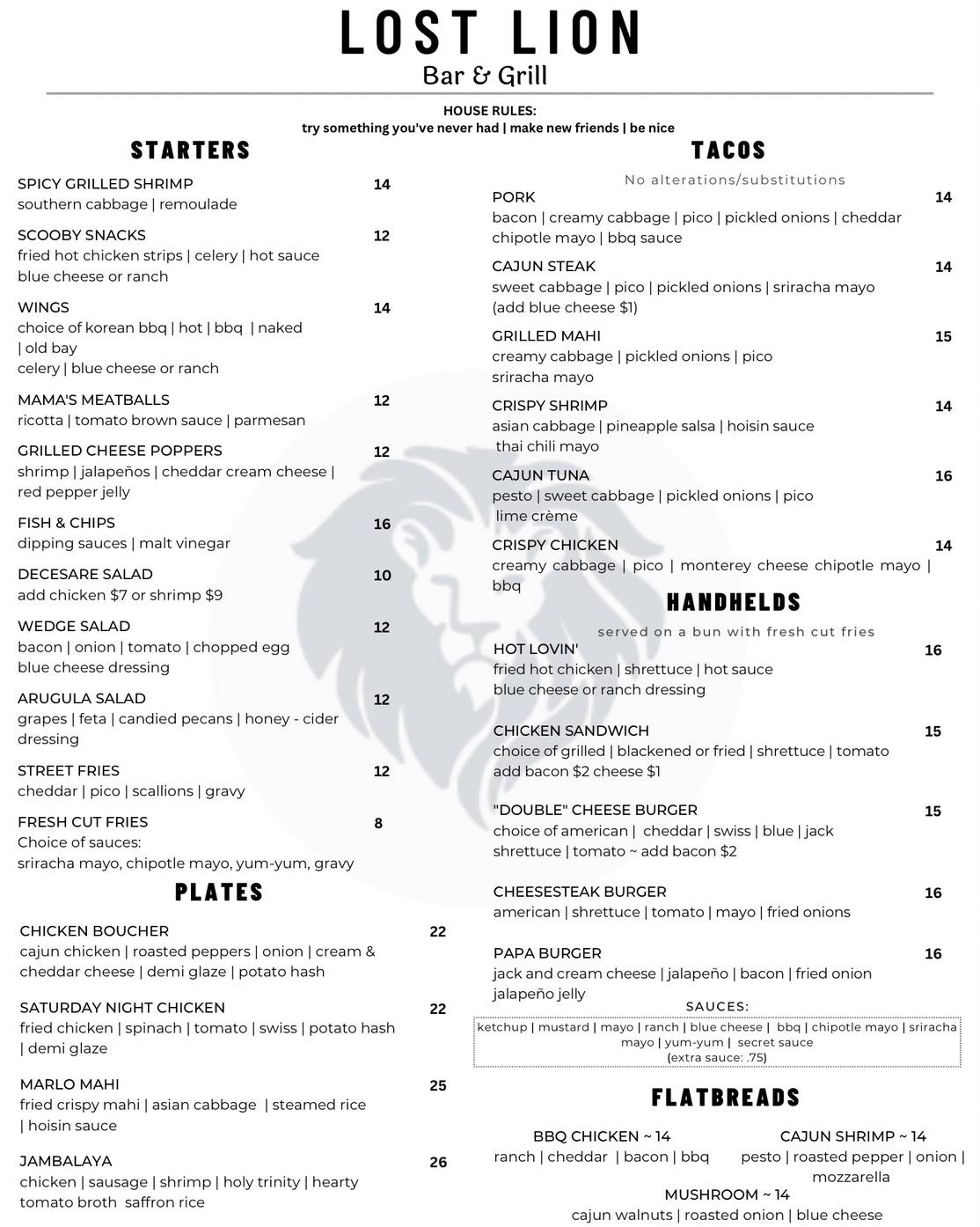 Lost Lion - Introducing our new menu for the summer of... | Facebook