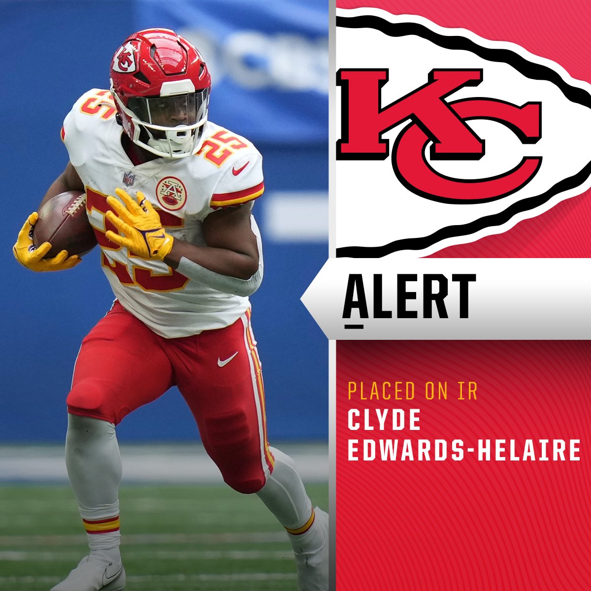 Kansas City Chiefs on CBS Sports - Chiefs place RB Clyde Edwards ...