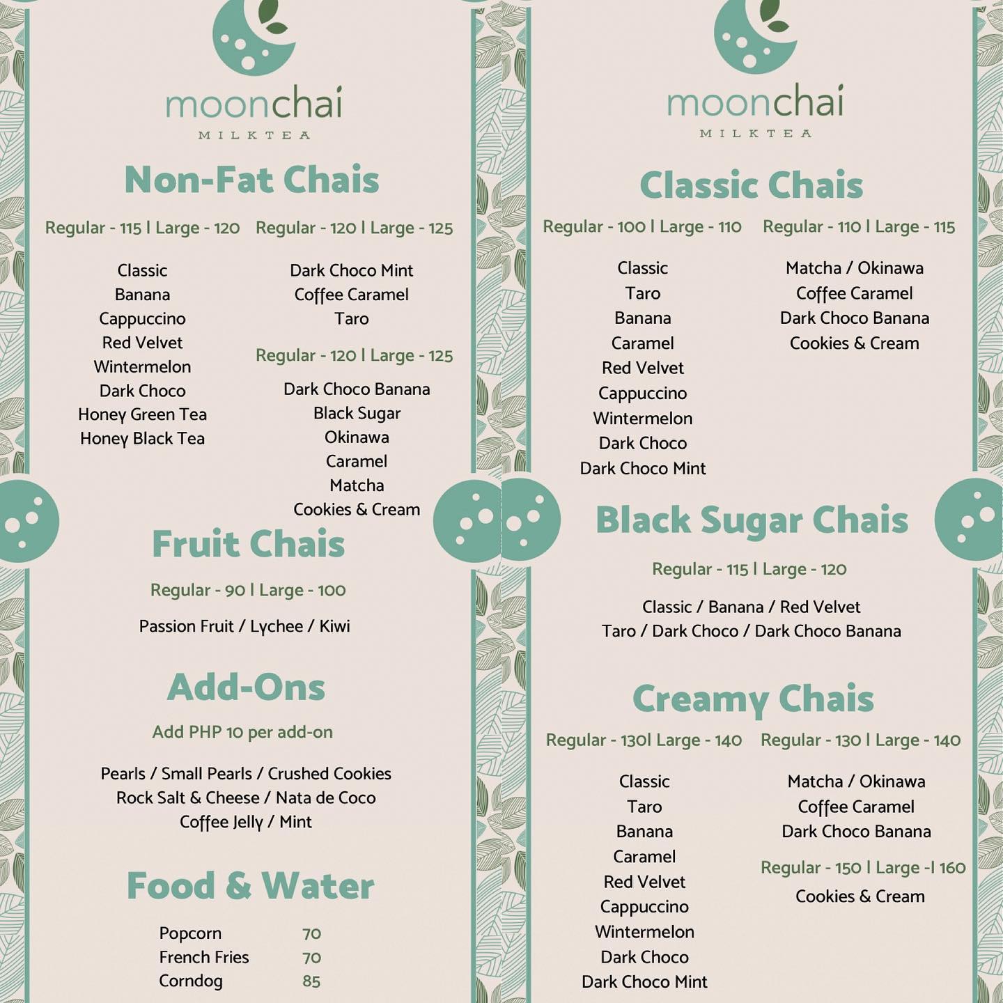 Here is our updated menu! Have your... - Moonchai Milktea