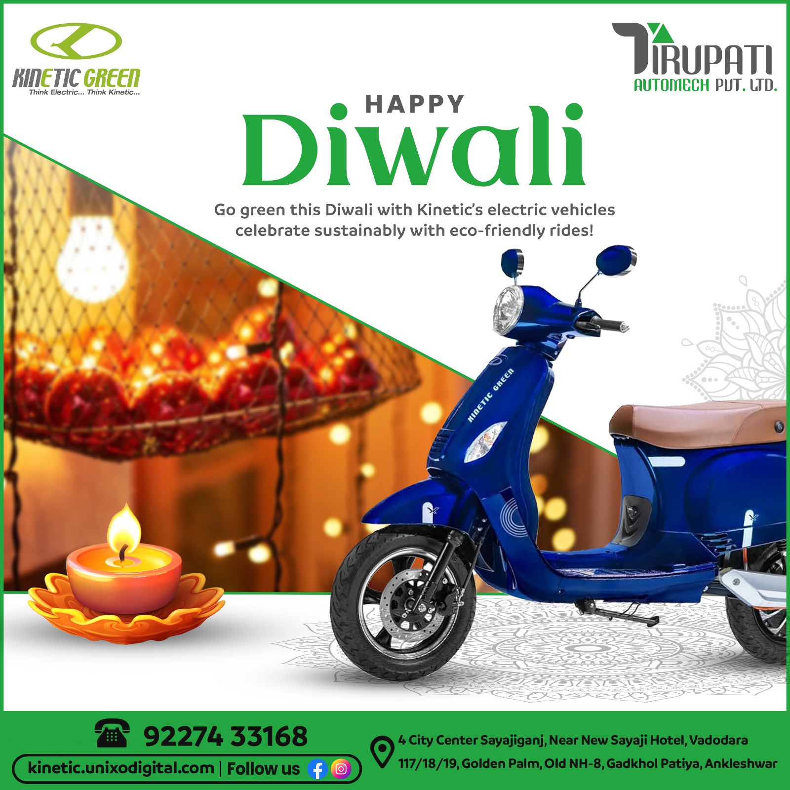 Kinetic - 🌟 This Diwali, Go Green with Kinetic Electric! 🌟 Make a small ...