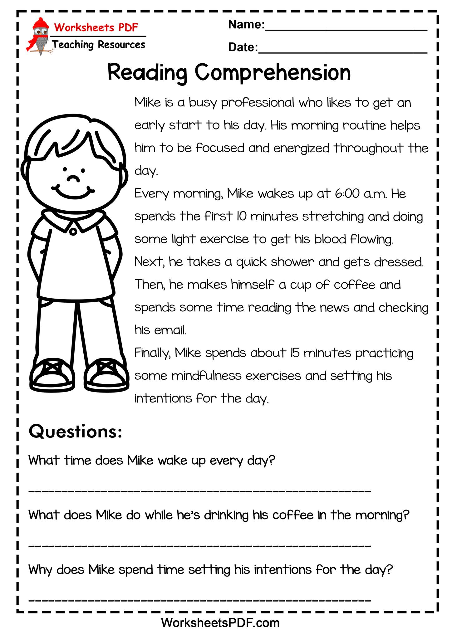 Worksheets PDF - Daily Routines Reading Comprehension... | Facebook