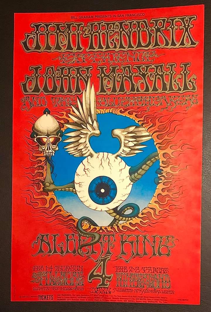Jimi Hendrix on 1967 Fillmore poster