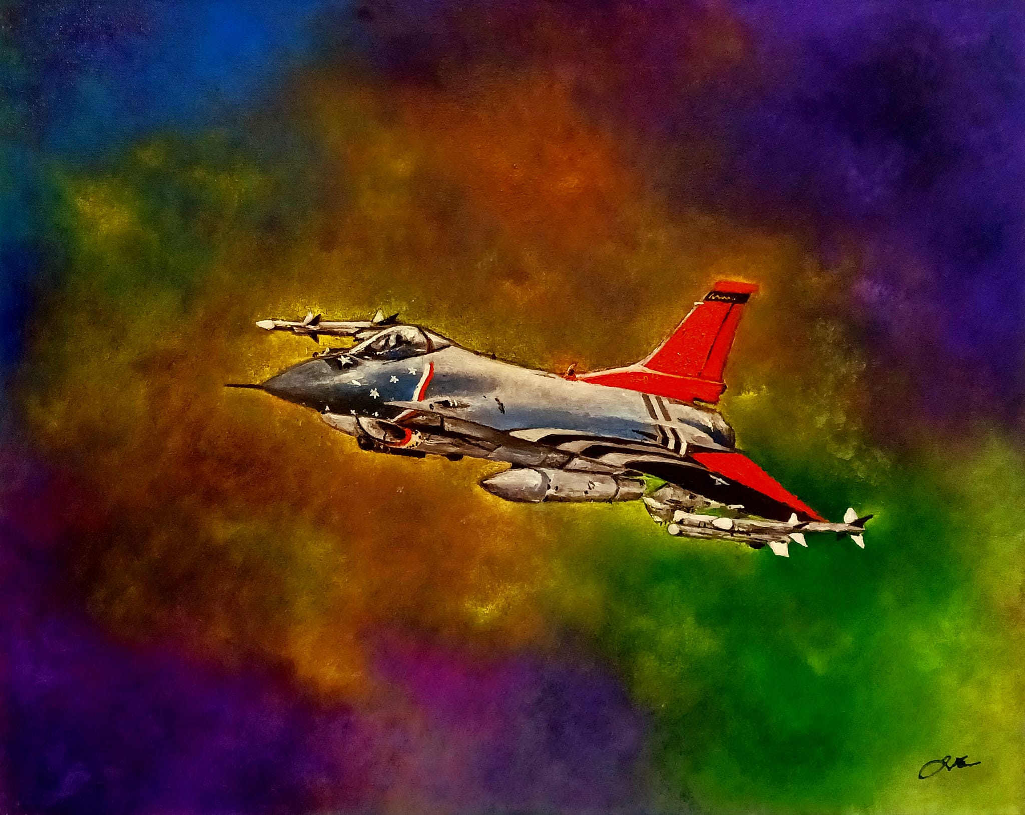 F15 strike eagle painting in oils