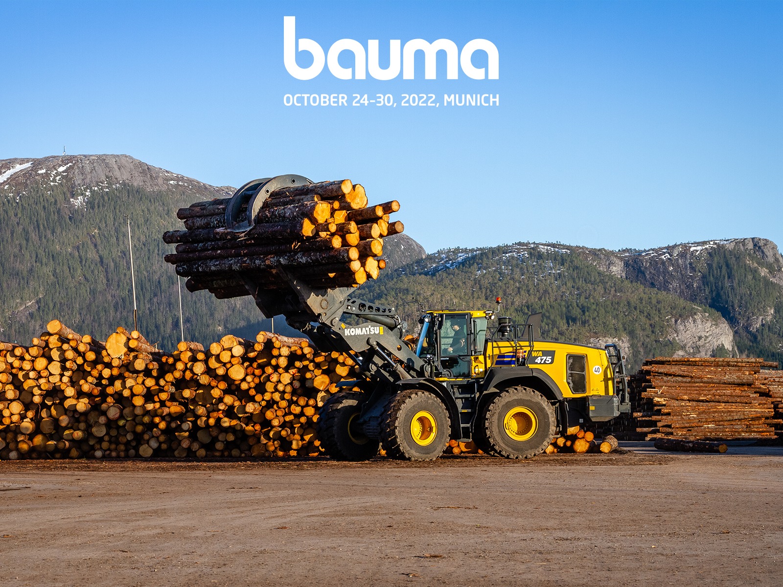 For the timber industry, the Komatsu WA475-10 wheel loader comes