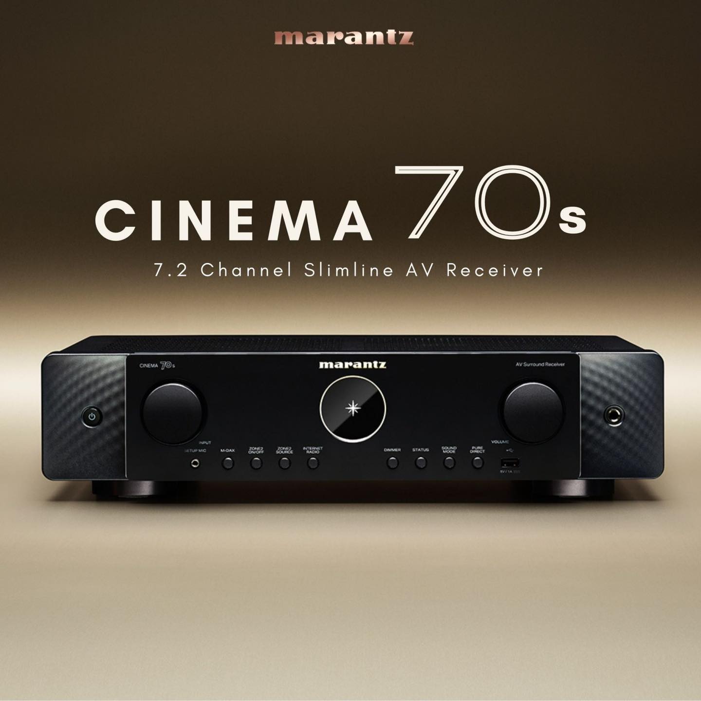 Powerful 7.1 channel slim design AV receiver in black. This