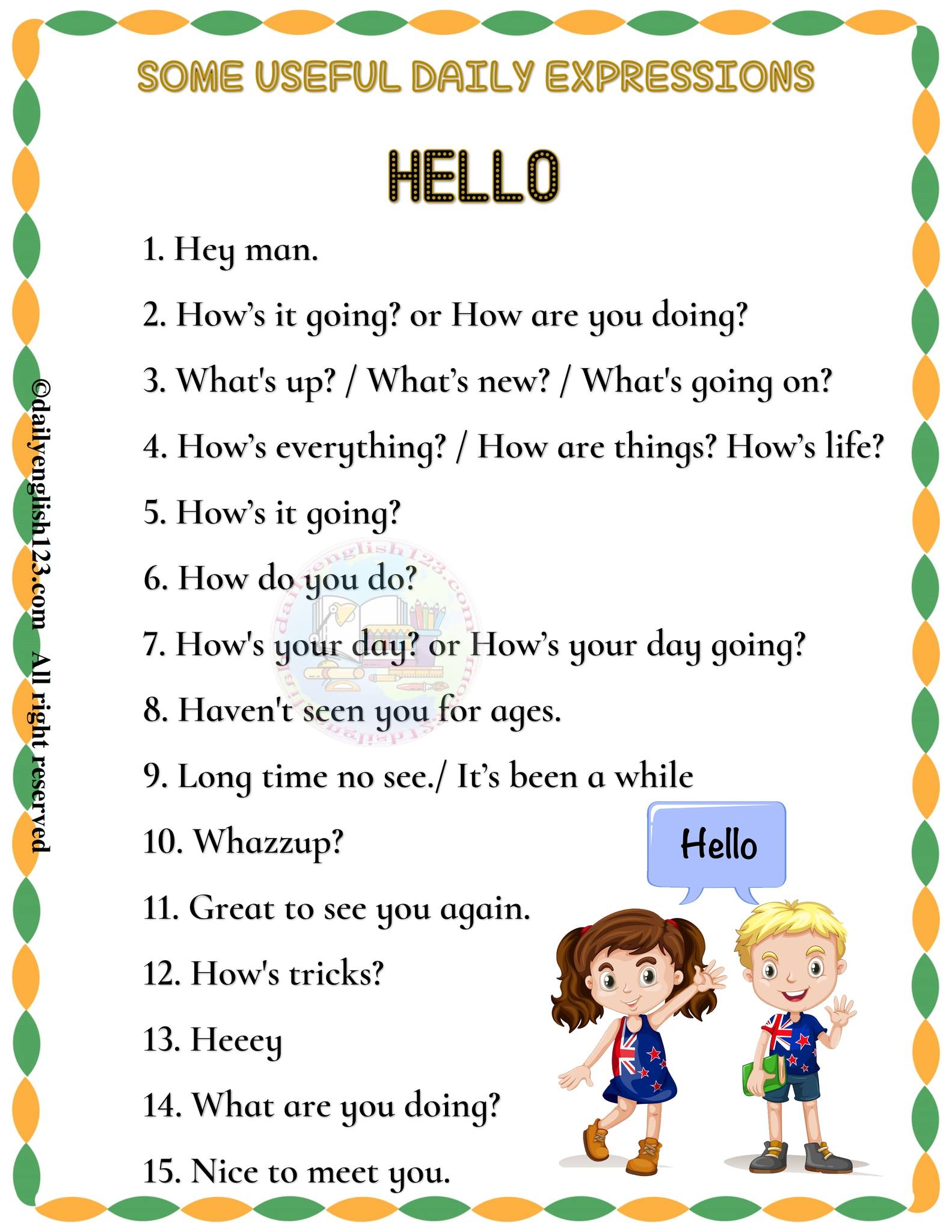 Useful daily expressions (27 pages).... - Worksheets for kids | Facebook