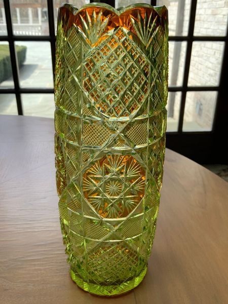 Val Saint Lambert Aberdeen cranberry cut glass vase