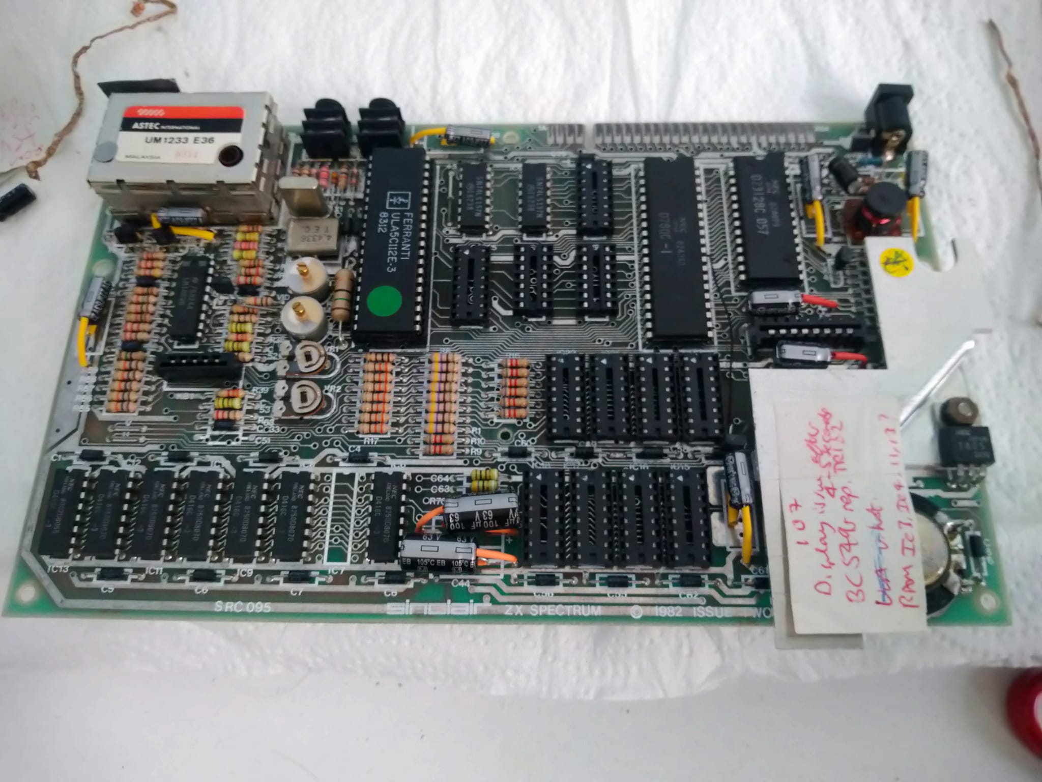 Vintage Sinclair ZX Spectrum motherboard from 1983