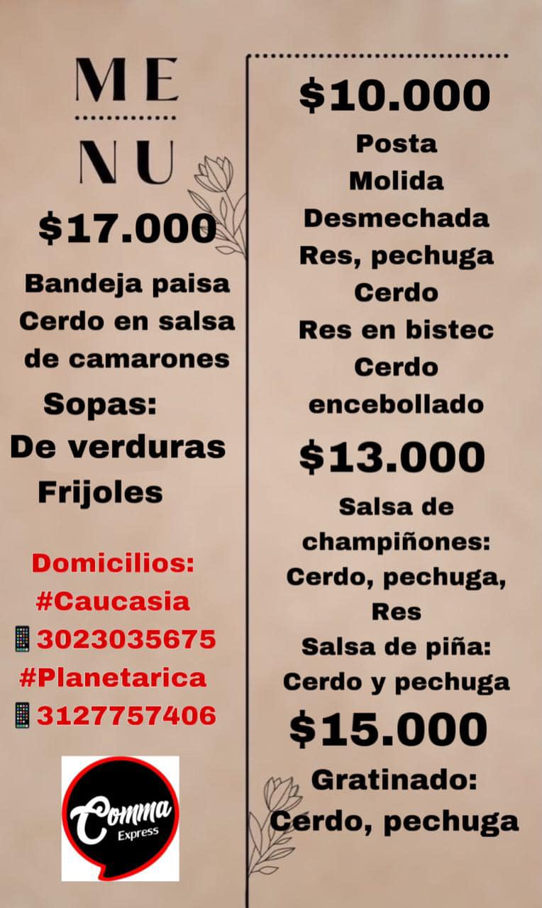 Comma Express - Gran variedad de platos en nuestro menú de... | Facebook
