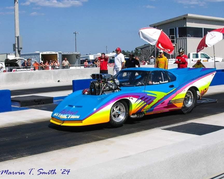 Drag - Rodney Rosenstiel launching his blown Opel GT at South Georgia ...