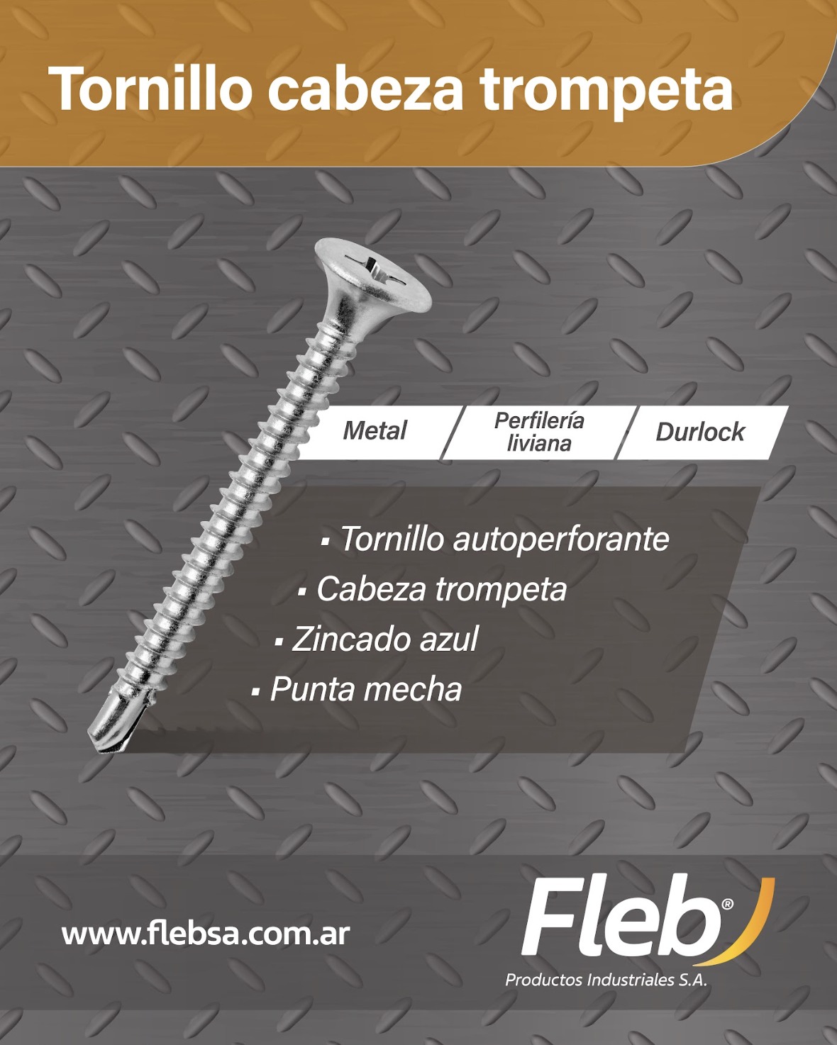 Fleb - Tornillo cabeza trompeta • Tornillo autoperforante • Cabeza ...