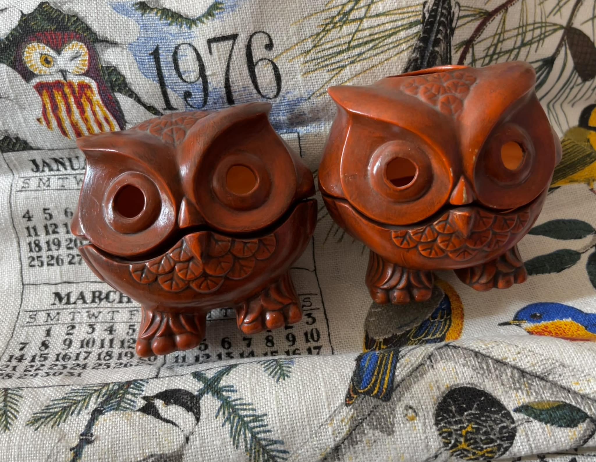 Vintage ceramic Arnel's mold owl clock from Ohio Goodwill