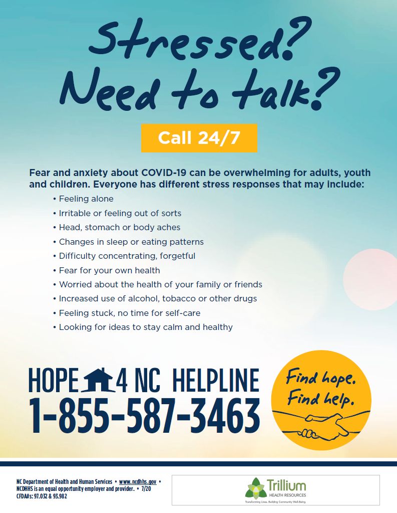 The Hope4NC Helpline connects... - ECU Health Chowan Hospital